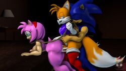 1girls 2boys 3d 3d_(artwork) amy_rose anal anal_sex bisexual bisexual_male cum cum_in_pussy cum_inside devilstophat female gay leash male male/female male/male miles_prower orgy sega sex sonic_(series) sonic_the_hedgehog sonic_the_hedgehog_(series) source_filmmaker tails tails_the_fox