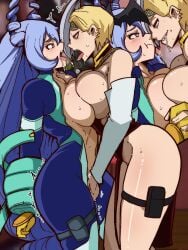 2girls big_breasts blonde_hair breast_to_breast breasts female female_only fingering hadou_nejire hadou_nejire_(hero_outfit) hand_holding hero_outfit_(mha) implied_kiss long_hair mark_gavatino masturbation multiple_girls my_hero_academia nejire_hado nejire_hado_(hero_outfit) ryuukyuu saliva short_hair standing tatsuma_ryuuko yuri