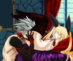 blazblue blonde_hair collar cunnilingus femdom rachel_alucard ragna_the_bloodedge twintails vampire_girl white_hair