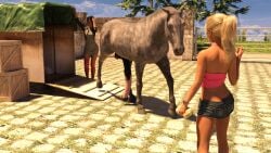 2girls 3d 3d_(artwork) 3dx clothed daz3d daz_studio horse horse_penis horsecock no_sex wrecked3d zoophilia