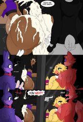 2022 absurd_res after_sex against_surface anthro ass avian balls beak bear big_balls big_breasts big_butt big_penis bird blue_body blue_eyes blue_fur bonnie_(fnaf) breasts breasts_on_glass brown_body brown_fur canid canine chica_(fnaf) chicken clothing cum cumflated_belly cumflation english_text female five_nights_at_freddy's five_nights_at_fuzzboob's fox foxy_(fnaf) freddy_(fnaf) fur galliform gallus_(genus) genitals group hat headgear headwear hi_res huge_balls huge_breasts huge_butt huge_cock hyper_cumflation hyper_penetration lagomorph leporid male mammal on_glass penetration penis phasianid rabbit red_body red_fur rule_63 scottgames stemingbunbun text top_hat ursid video_games yellow_body yellow_fur