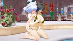 3d bikini bikini_bottom bikini_top blush breasts danganronpa danganronpa_2:_goodbye_despair genderswap_(mtf) groping groping_breasts groping_from_behind hinata_hajime huge_breasts jedash01 koikatsu large_breasts nagito_komaeda rule_63 straight_hair super_danganronpa_2 yuri