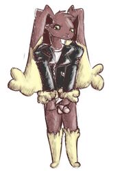 bottomless brown_fur clothes color front_view fur furry lopunny male male_lopunny male_only male_pokemon nintendo pokemon pokemon_(species) ratbutts solo white_background