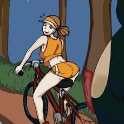 artist_request bicycle censored cyclist_(pokemon) cyclist_(pokemon_dppt) female game_freak human male nintendo npc_trainer pokemon pokemon_dppt snorlax source_request sportswear vehicle