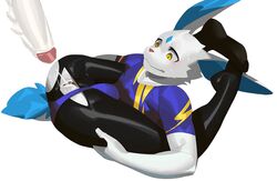 absurd_res anthro bodily_fluids bodysuit clothing contortionism cum cum_in_ass cum_inside cxcxxcxxxx duo erection flexible fur genital_fluids genitals hi_res lagomorph leporid male male/male mammal penis rabbit sex skinsuit spandex tight_clothing white_body white_fur yellow_eyes