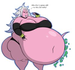 1girls android android_21 bbw belly big_belly big_breasts black_sclera breasts chubby chubby_female dragon_ball dragon_ball_fighterz fat fat_fetish fetish gurgle gurgling huge_belly kink long_hair long_tail majin majin_android_21 mizz-britt obese obese_female overweight overweight_female pink_skin plump red_eyes solo solo_female ssbbw stomach_noises tail vore white_hair