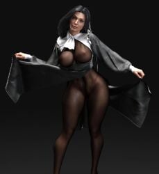 1girls 3d abs big_breasts bodystocking cleavage dark_hair dc dc_comics dc_extended_universe diana_prince female female_only gal_gadot gm_studios lingerie muscular_female nun olive_skin panties revealing_clothes solo solo_female thick_thighs wonder_woman wonder_woman_(series)