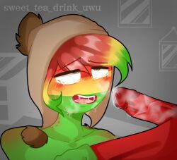 ._. ._.xd 2boys ahe_gao big_penis bolivia_(countryhumans) bolivian bolivian_flag chile_(countryhumans) chullo countryhumans cum green_body green_skin latino multicolored_hair red_body red_skin tagme xd