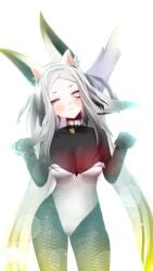 2girls animal_ears animal_tail animated begging big_breasts blushing collar dog_ears dog_girl dog_tail dya_rikku dya_rikku_(vtuber) female female_only fishnets fox_ears fox_girl fox_tail grey_eyes grey_hair light-skinned_female light_skin long_hair meme mp4 multiple_girls music pink_hair sad_cat_dance sound video virtual_youtuber vyugen yuniiho_(character)