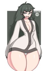 1girls bottom_heavy bottomless breasts curvy female female_only hiyajou_maho large_ass long_hair narrow_shoulders onaeane panties pear_shaped petite simple_background single_tooth small_breasts solo standing steins;gate steins;gate_0 thick_thighs thighs thin_arms thin_waist wide_hips