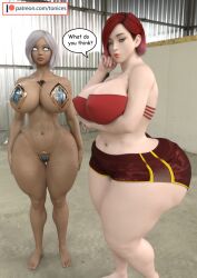 2girls 3d athletic athletic_female big_ass big_breasts big_butt bimbo breasts busty cleavage curvaceous curvy female female_only fit fit_female hips hourglass_figure huge_ass huge_breasts human large_ass large_breasts legs light-skinned_female light_skin lips original original_character original_characters scarlett_(tonices) scarlett_st._pierre thick thick_legs thick_thighs thighs tonices top_heavy upper_body voluptuous wide_hips