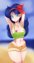 2023 blue_eyes blue_hair breasts clothed doomsday_(artist) dragon_ball good_launch launch long_hair lunch_(dragon_ball) red_ribbon ribbon self_upload solo solo_female tagme thighs