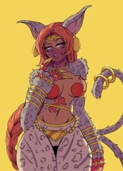 1girls breasts cat_ears cat_tail curvy dark-skinned_female dark_skin digimon digimon_(species) female female_only jewelry magenta_eyes persiamon solo thighs voluptuous