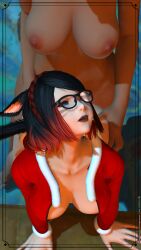 1futa 1girl1futa 1girls 3d avatar_(ff14) big_breasts black_hair blue_eyes cat_ears cat_tail catgirl christmas_outfit faceless faceless_character faceless_futanari female final_fantasy final_fantasy_xiv futa_on_female futanari glasses gpose(ffxiv) miqo'te nekomimi original_character red_eyes red_hair self_upload sex shaika_row shaikarow viera