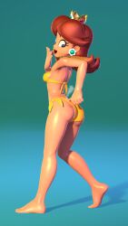 1girls 2022 3d 3d_(artwork) ass barefoot big_ass big_breasts big_butt bikini bikini_bottom bikini_top bimbo blue_eyes breasts crown dat_ass earrings feet female female_only full_body hand_on_ass krcanondorf long_hair looking_at_viewer looking_back mario_(series) mario_kart nintendo orange_hair princess_daisy scarf shiny_ass shiny_butt shiny_hair shiny_skin short_hair skimpy_bikini skin_tight solo standing tanned_female tanned_girl tanned_skin