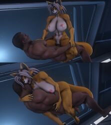 3d_(artwork) abs anthro big_breasts breasts canid canine cowgirl_position digital_media_(artwork) duo embrace female fox fox_mccloud from_front_position hi_res human human_on_anthro interspecies male male/female mammal mature_female mtf_crossgender nintendo on_bottom on_top rule_63 sanguine_paladin sex source_filmmaker star_fox vaginal_penetration video_games zero_gravity