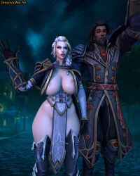 3d 3d_(artwork) age_difference ass_focus bimbo bimbo_lips blizzard_entertainment cheating cleavage cleavage_cutout cuckold dark-skinned_male dreamswarart fantasy female jaina_proudmoore large_ass large_breasts netorare nipple_piercing ntr older_female pale-skinned_female public public_nudity secretly_loves_it sideboob thick_thighs warcraft white_hair world_of_warcraft wrathion younger_male