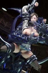 1girls 3d 3d_(artwork) big_breasts cross_fire crossfire nipples rape