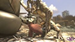 3d 3d_(artwork) animal_genitalia big_ass creepychimera cum deathclaw edit fallout female female_penetrated horse_penis horsecock monster thick_thighs