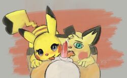 after_oral ambiguous_fluids ambiguous_gender anthro ball_lick balls bodily_fluids colored cosplay_pikachu cum cum_in_mouth cum_inside female generation_1_pokemon generation_2_pokemon genital_fluids genitals group incest licking licking_cum looking_at_viewer looking_up lying male male/ambiguous male/female nintendo open_mouth oral penile penis penis_lick pichu pikachu pokémon_(species) pokemon pokemon_(species) raichu sanispifo sex simple_background tongue tongue_out trio video_games