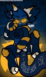 absurd_res anthro blue_body blue_eyes blue_fur breasts e621 esix female fur glowing glowing_eyes glowing_tail hi_res inner_ear_fluff mascot meta mostly_nude nipples penetration sex signature solo tentacle tentacle_sex tuft vaginal_penetration watermark wub_(artist) yellow_sclera