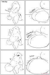 absurd_res anthro balls big_balls chubby_male comic english_text genitals hi_res huge_balls hyaenid hyper hyper_balls hyper_genitalia jeffrey_taggart male mammal meme no_nut_november oversized_balls page_10 page_number solo thewilldpink