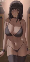 1girls big_breasts bikini black_hair chainsaw_man choker collarbone female female_only large_breasts looking_at_viewer mitaka_asa navel oroborusart savagexthicc scar solo solo_female thick thighhighs voluptuous wristband yellow_eyes yoru_(chainsaw_man)