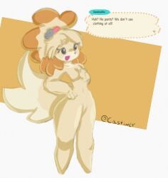 2022 animal_crossing big_ass breasts canine castinly curvy female fluffy_ears fluffy_tail furry furry_only isabelle_(animal_crossing) nintendo simple_background small_breasts thick_thighs thighs wide_hips yellow_fur