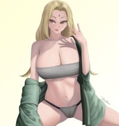 blonde_hair cameltoe cleavage dismaiden female female_only huge_breasts light-skinned_female naruto naruto_(series) tsunade underboob