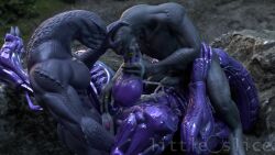 3d_(artwork) alien alien_(franchise) anal anal_orgasm anal_rimming anthro blender_(software) bodily_fluids cum cum_in_ass cum_in_mouth cum_inside digital_media_(artwork) garrot genital_fluids group halo_(series) hi_res humanoid knot littleslice-sfm male male/male microsoft piercing remmy_(doomlard) ring sangheili snakehead404 trio video_games xbox_game_studios xenomorph