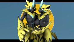 3d 3d_(artwork) anthro areola balls big_breasts black_areola black_body black_breasts black_markings black_nipples black_penis blue_eyes breasts digital_media_(artwork) duo erection felid feline female fur generation_7_pokemon genitals hi_res humanoid_genitalia humanoid_penis legendary_pokemon luciamaribela lynx male male/female mammal markings nintendo nipples nude penis pokémon_(species) pokemon pokemon_(species) simple_background source_filmmaker standing video_games warfaremachine yellow_balls yellow_body yellow_fur zeraora