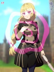 1girls bangs blonde_hair braid braided_ponytail breasts empty_eyes female femsub fire_emblem fire_emblem:_three_houses garreg_mach_monastery_uniform green_eyes hypnosis ingrid_brandl_galatea long_hair looking_at_viewer maledom medium_breasts mind_control nintendo pantyhose skirt spear very_long_hair weapon yugo-eti