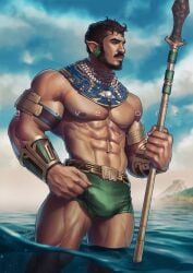 actor big_bulge black_panther:_wakanda_forever bulge celebrity dravexart huge_bulge in_character in_water male_only marvel marvel_cinematic_universe melanin mexican_male muscles muscular muscular_male namor native_american_male ocean outdoors outside pointy_ears tenoch_huerta