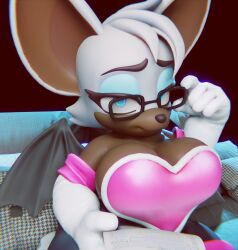 3d 3d_model anthro bat_wings big_breasts busty chunkerbuns dark_skin glasses mobian mobian_(species) mobian_bat rouge_the_bat sega sonic_(series) sonic_adventure_2 sonic_the_hedgehog_(series)