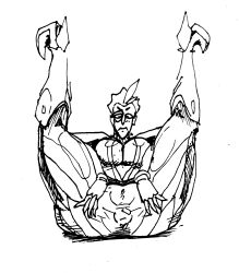 2d bodysuit fully_clothed leg_lift legs_up moira moira_o'deorain monochrome overwatch overwatch_2 putricia spread_pussy