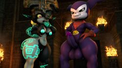 1boy 1girls 3d 3d_(artwork) crossover digimon impmon midna nackey tagme the_legend_of_zelda twilight_princess