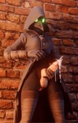 1futa 3d artist_request clothed clothing cum fortnite futa_only futanari light-skinned_futanari masturbation mostly_clothed plague_doctor scourge_(fortnite) solo source_request standing tagme