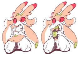 1girls bra bug color digital_drawing_(artwork) digital_media_(artwork) diives female_pokemon looking_at_viewer lurantis nintendo panties pokémon_(species) pokemon red_eyes school_uniform schoolgirl shoes socks underwear