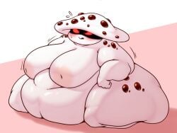 bbw big_breasts breasts chubby female inverted_nipples mushroom mushroom_girl mushroom_humanoid naked nude nude_female overweight_female red_eyes solo tagme thick_thighs white_body white_skin yosioka_san