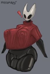 ! big_breasts big_nipples black_eyes cape erect_nipples hollow_knight hornet_(hollow_knight) motomami nipple_bulge red_cape red_clothing shaved_pussy tagme