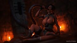 3d areolae big_breasts boots breasts brown_eyes brown_hair busty female female_focus female_only fingerless_gloves hourglass_figure lara_croft lara_croft_(survivor) large_breasts leotard long_hair necklace netcrum nipple_piercing nipples nose_piercing oral oral_penetration oral_sex piercing ponytail sitting tagme tattoo tentacle tentacle_sex thong_leotard tomb_raider wide_hips