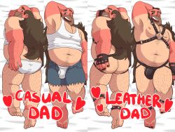 ass_grab beard blush bulge casual dakimakura fat_man flaccid front_view full_body gloves greg_universe hairy_legs hand_behind_head leather long_hair looking_at_viewer male_only old_man piercing puri_porn purico smile solo solo_male steven_universe underwear