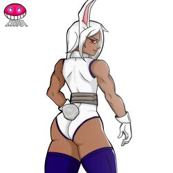 ass back_view big_ass big_butt bunny_girl curvy dark-skinned_female dark_skin female female_only looking_at_viewer looking_back miruko my_hero_academia rabbit rabbit_ears rumi_usagiyama thick_thighs thighhighs thighs zirot