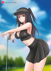 alternate_costume bent_over breasts cleavage female female_only fire_emblem fire_emblem_awakening golf golf_ball golf_club golf_outfit hayato_stuff nintendo purple_eyes solo tharja_(fire_emblem)