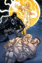 2boys abs apollo apollo_(dc) ass big_ass blonde_hair couple dc dc_comics gay gay_sex husband husband/husband husband_and_husband kissing light-skinned_male light_skin logan_(artist) logan_kowalsky male male/male male_only married_couple midnighter muscular muscular_male sex superhero the_authority yaoi