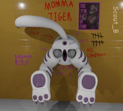 3d 3d_(artwork) absurd_res absurdres animatronic animatronics blender blender_(software) brown cum cum_on_paw fazbear_fanverse fazbear_frights female female_focus female_only five_nights_at_freddy's fivenightsatfreddys fnaf furry high_resolution highres impregnation_risk jolly jolly_(game) jolly_4 lonner_(artist) maxie_(jolly) maxie_(jolly4) maxie_goodtime(jolly) maxie_nude maxie_nudity maxienudes momma_maxie momma_tiger mommy mommy_kink mother non-human nude nude_female nudity nudity_goodtime open_anus open_vagina pregnant_sex purple_anus purple_pawpads purple_paws purple_stripes purple_vagina rendered robot robot_girl scout_b(artist) stuck stuck_in_wall through_wall vaginal_sex wall wall_(structure) white_body white_fur white_hair white_skin white_tail white_tiger wooden_wall