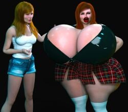 3d big_lips bimbo bimbo_body bimbo_lips bimbofication comparison gigantic_breasts huge_breasts huge_lips hyper_bimbo jackd22 kirsten_dunst marvel mary_jane_watson red_hair spider-man_(series) straight_hair wide_hips