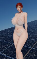 10:16 1girls 3d blender bra breasts choker female female_only green_eyes heart hersirserk huge_breasts large_breasts lingerie looking_at_viewer navel_piercing red_hair solo the_witcher_(series) the_witcher_3:_wild_hunt thick_thighs tiara triss_merigold white_panties wide_hips