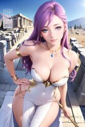 1girls ai_generated athena_(saint_seiya) big_breasts breasts female female_focus female_only goddess high_resolution long_hair looking_at_viewer nai_diffusion oppaissance pink_hair purple_hair saint_seiya saori_kido shounen_jump solo stable_diffusion tagme