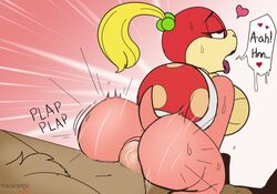 1boy 1girls anal anthro anthro_only anus ass back back_view backboob big_ass big_breasts big_butt blonde_hair breasts butt female female_focus genitals half-closed_eyes heart highres huge_ass huge_breasts huge_butt koopa large_ass large_breasts large_butt lipstick male mario_(series) nintendo open_mouth penetration penis pom_pom_(mario) ponytail red_eyes red_shell scalie shell simple_background straight super_mario_3d_world sweat tail thick thick_thighs thighs tongue tongue_out trooper036 video_games wide_hips